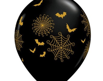 5 Halloween Latex Balloons /Bat Balloons/Black Halloween Party Balloons/Spooky Balloons/Halloween Decor
