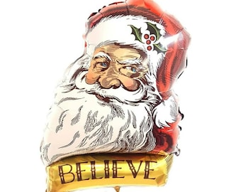 35" Large Vintage Santa Balloon/Holiday Christmas Balloon/Christmas Party Balloon/Holiday Party Decor/Kids Christmas Decor