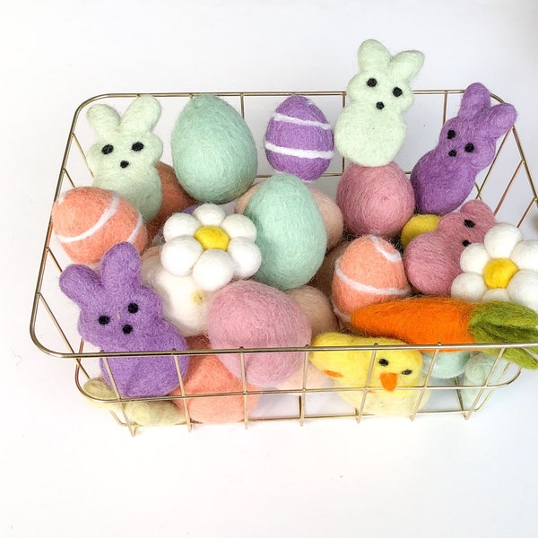 Paquet de 13 formes de printemps de Pâques / formes de feutre de Pâques / lapin de Pâques en feutre / décor de panier de Pâques / lapin feutré / lapin feutré en laine / décor de plateau de Pâques