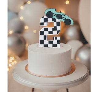 Neutral Race Car Two Fast Cake Topper/ Retro Race Car cake Topper. Race Car Party Topper/ Race Car Birthday/Two Fast Birthday