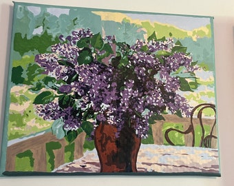 Beautiful purple flowers. Painting. Gift. Mom. Friend pretty.