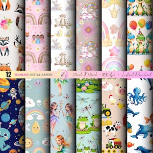 SEAMLESS NURSERY BABY Pattern Paper, Newborn Pastel Baby Nursery, Seamless Baby Shower Pages,Newborn Background,watercolor pattern For child