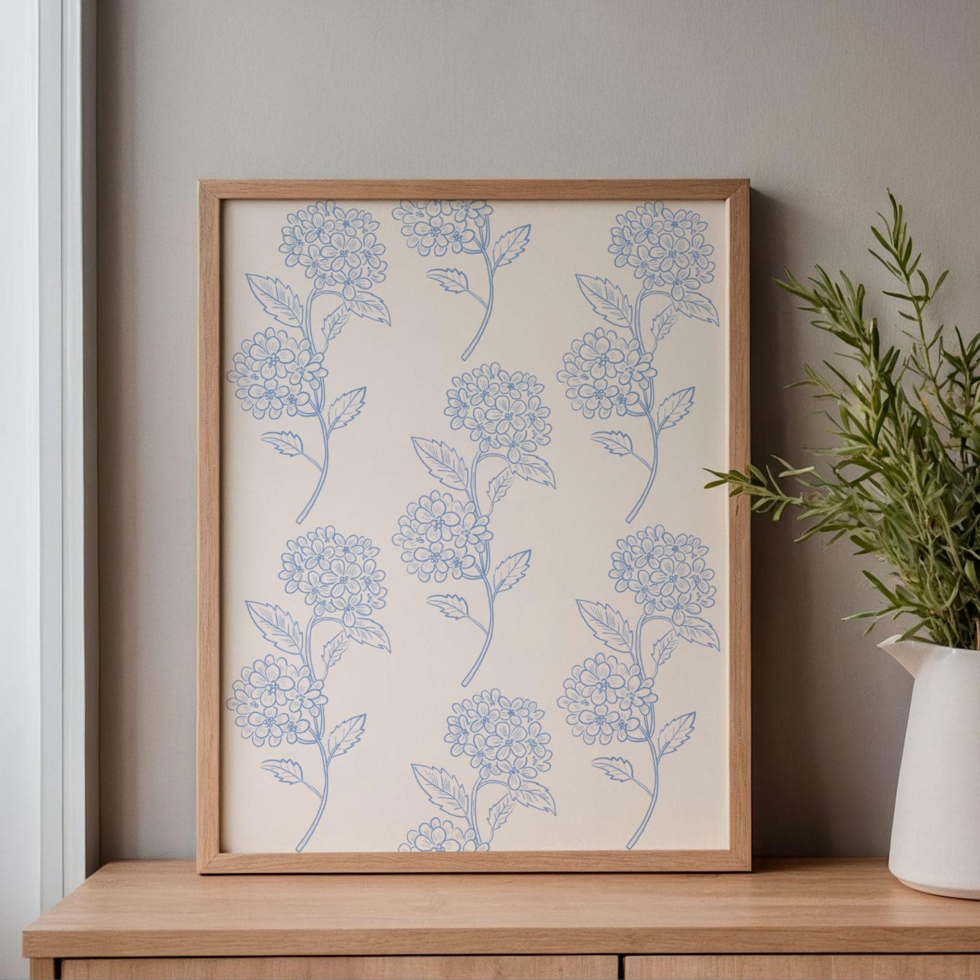 Blue Hydrangea Digital Paper Pack, Seamless Watercolor Floral Patterns ...