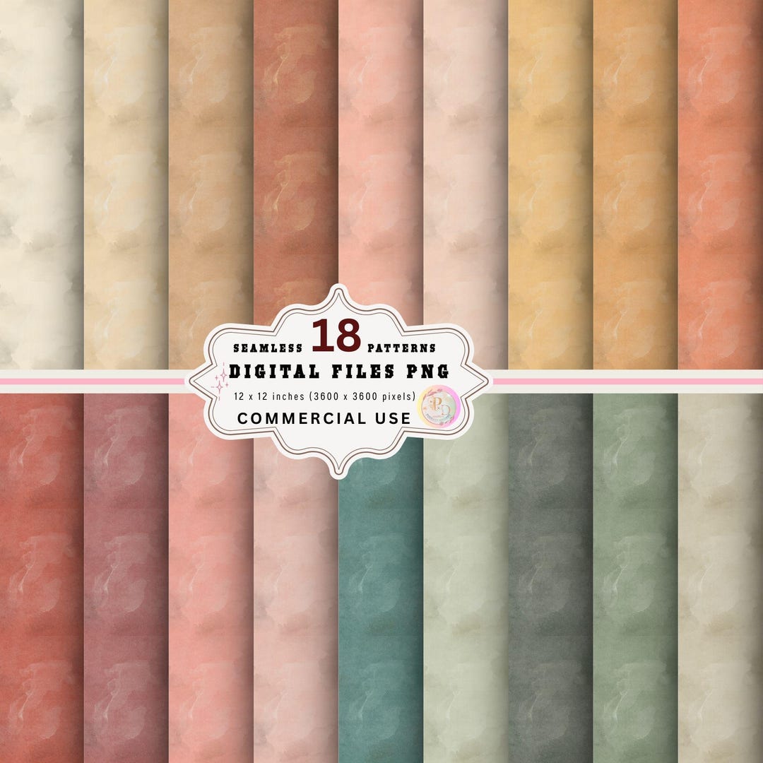 Vintage Watercolor Digital Paper Bundle, Neutral Earth Tones, Seamless ...