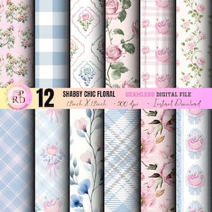 Shabby chic Floral Seamless Digital paper Pattern,Shabby Blooms Papers-Vintage Watercolor Pink Floral,Use for Printing Textiles,Paper Crafts
