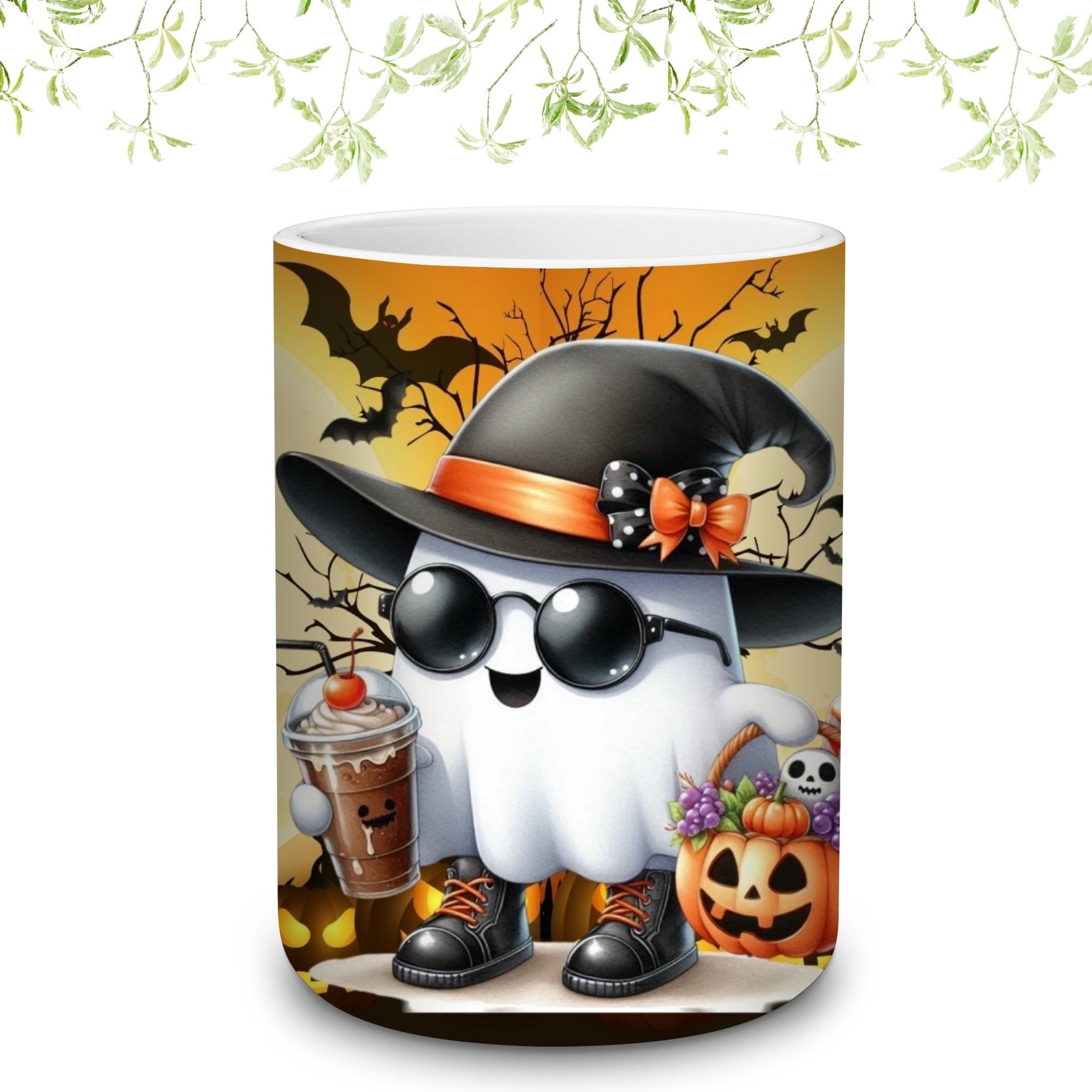 Cute Halloween Cup Wrap Ghost Pumpkins Halloween Mug Templates Mug ...
