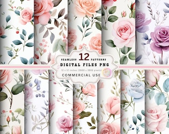 Pink Rose Seamless Pattern, Spring Flowers Digital Paper JPG ...