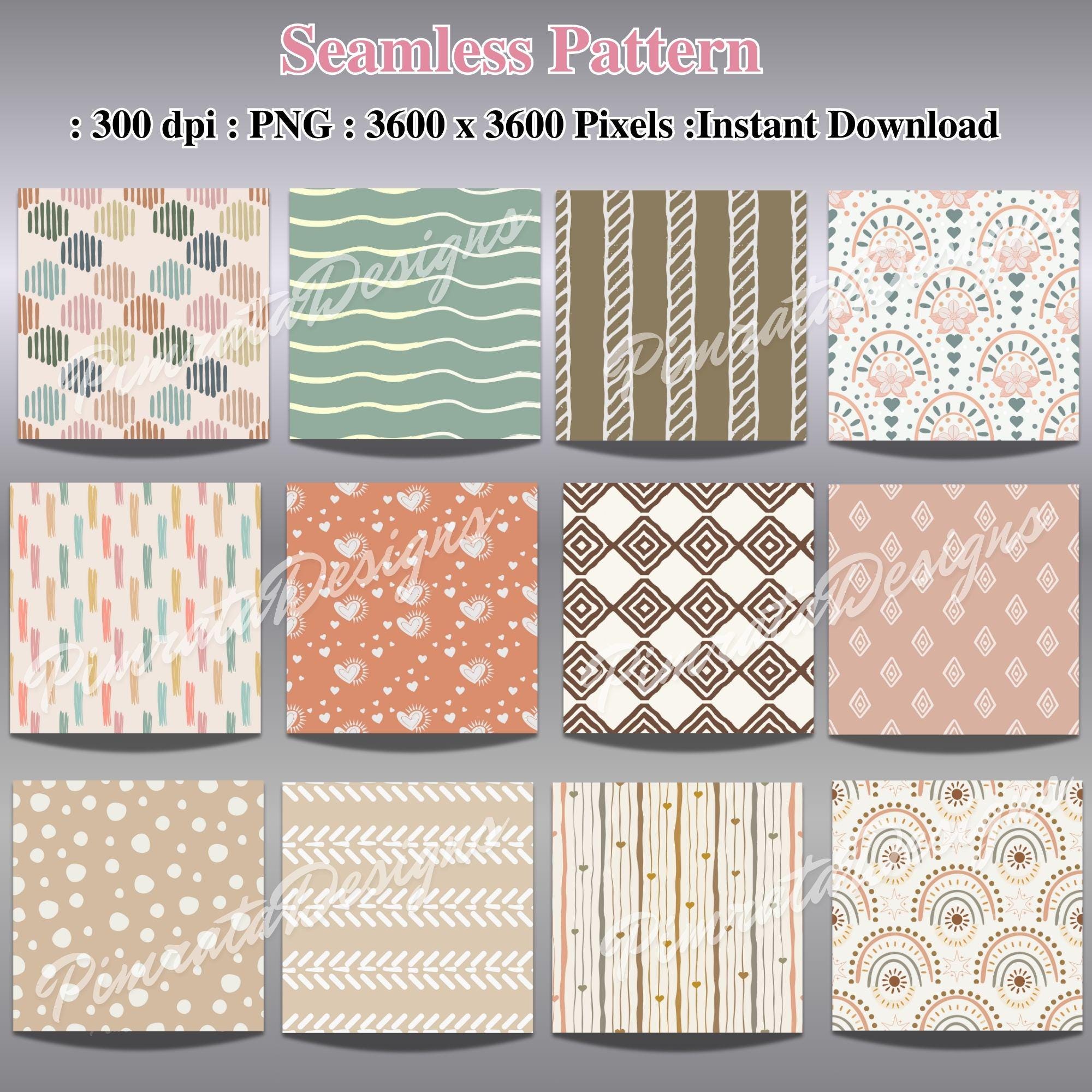 Boho Digital Paper Pack, Neutral Abstract Patterns (PNG, 12x12 Inches ...