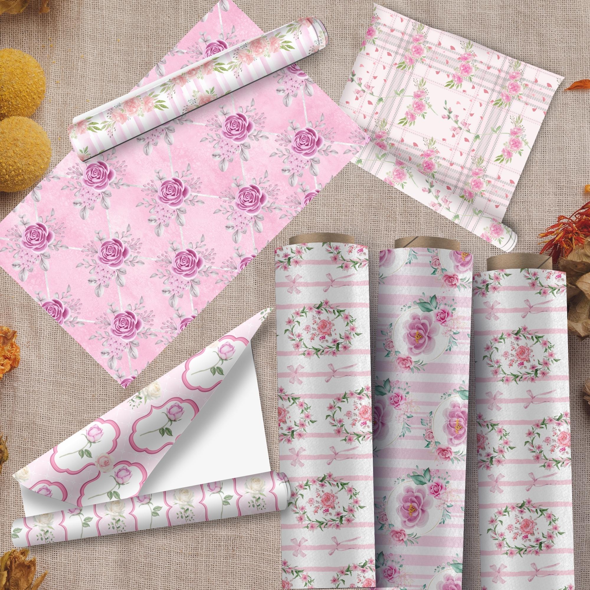 Shabby Chic Pink Floral Digital Paper: Vintage Watercolor Patterns (PNG ...