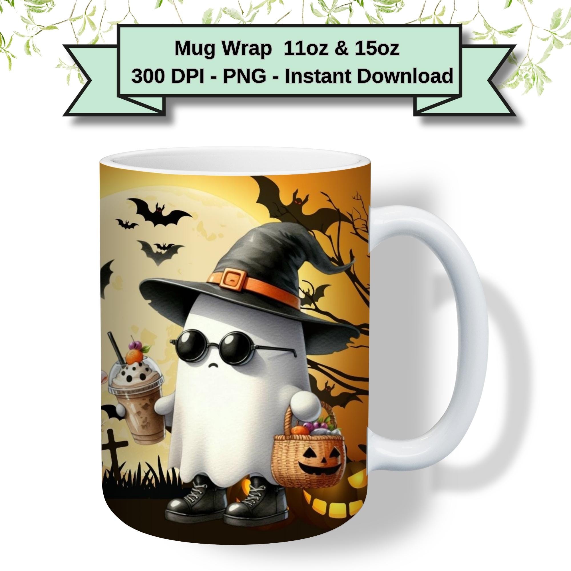 Cute Halloween Cup Wrap Ghost Pumpkins Halloween Mug Templates Mug ...