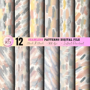 Boho Brush Stroke Seamless Digital Paper, Abstract Pattern Backgrounds, Textiles Printable,Printable Paper Set,Crafts and DIY,Commercial use
