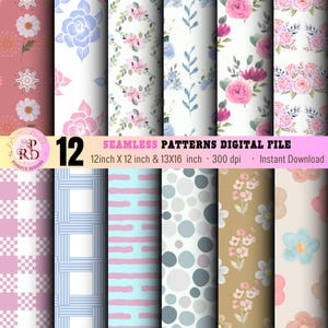 Shabby chic Floral Seamless Digital paper Pattern,Shabby Blooms Papers-Vintage Watercolor Pink Floral,Use for Printing Textiles,Paper Crafts