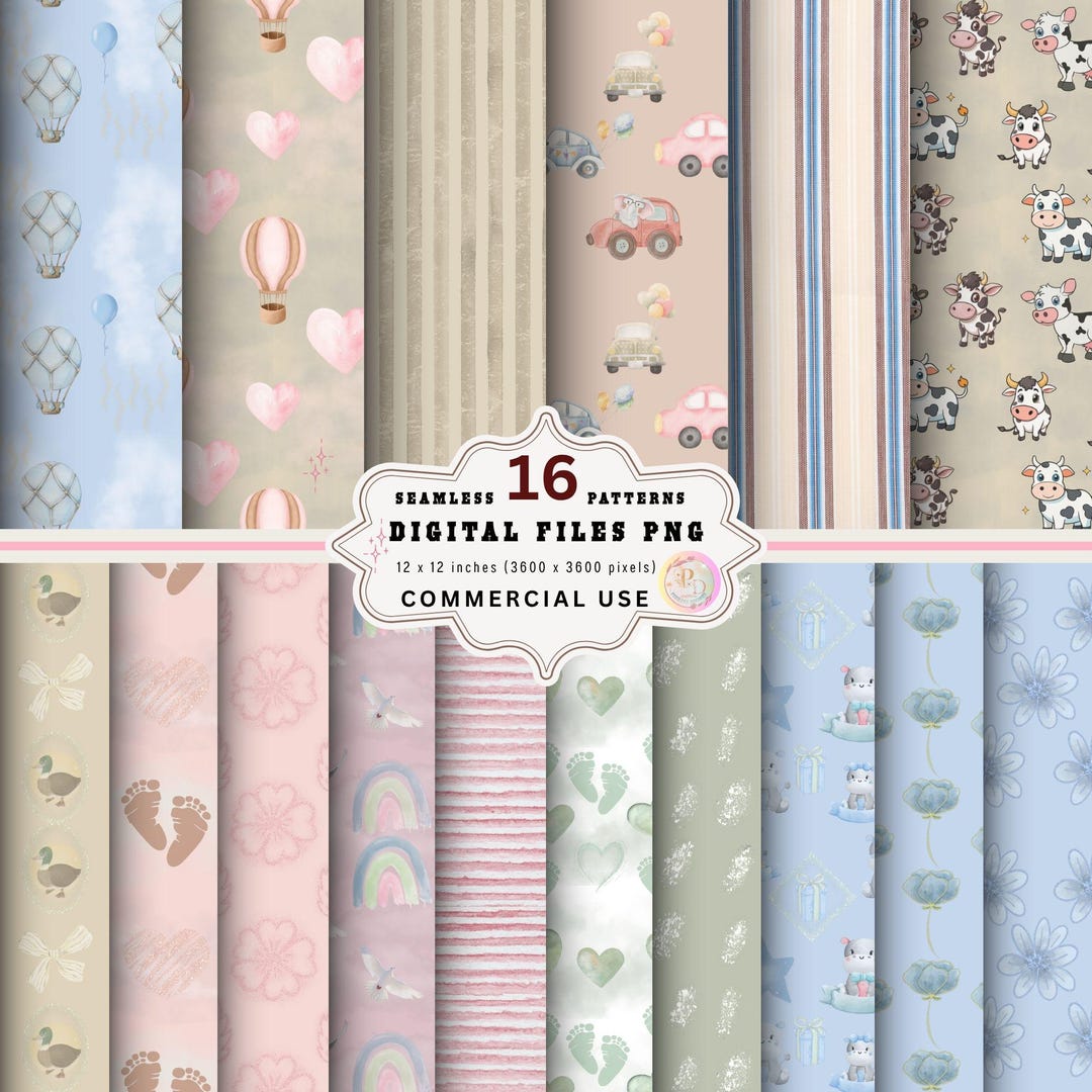 Boho Baby Seamless Digital Paper: Scrapbook Patterns (RAR, 300 Dpi ...