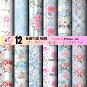 Shabby chic Floral Seamless Digital paper Pattern,Shabby Blooms Papers-Vintage Watercolor Pink Floral,Use for Printing Textiles,Paper Crafts