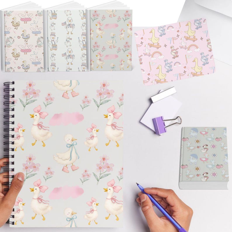 Notebook Goose Goose Digital Paper Pack, Pastel Nursery Patterns (12x12 PNG) - Etsy