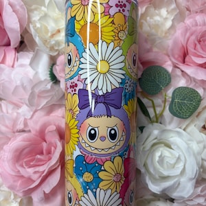 20 oz Skinny Tumbler | Labubu with Flowers