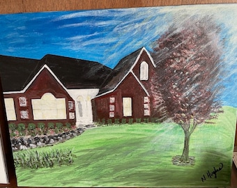 Custom acrylic painting. House portrait. Acrylic home painting, personal housewarming gift, first home gift, selling your home - keepsake.