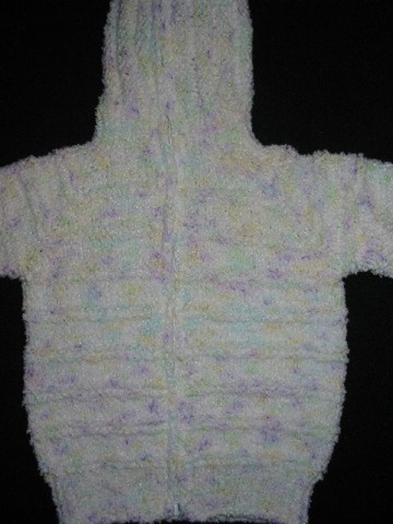 White/Multicolor Hooded Zipperback Sweater for Baby image 2