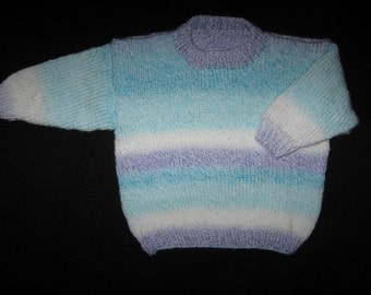 Baby Sweater in Turquoise, White and Blue