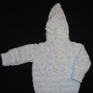 White/Multicolor Hooded Zipperback Sweater for Baby image 1