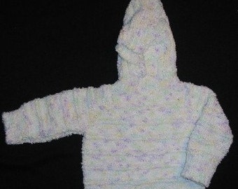 White/Multicolor Hooded Zipperback Sweater for Baby