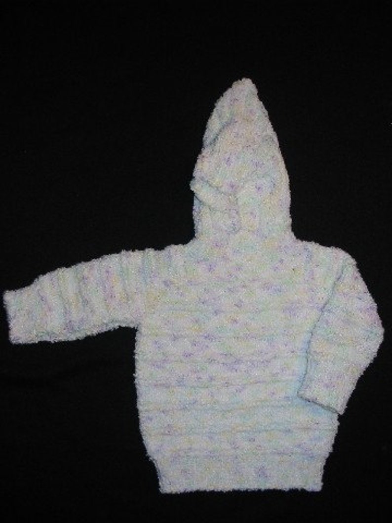 White/Multicolor Hooded Zipperback Sweater for Baby image 1
