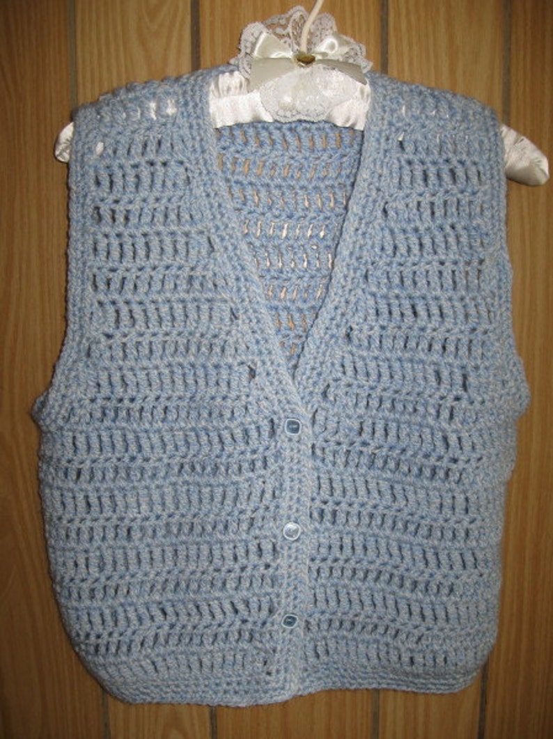 Light Blue Crocheted V-neck Vest for Ladies - Etsy