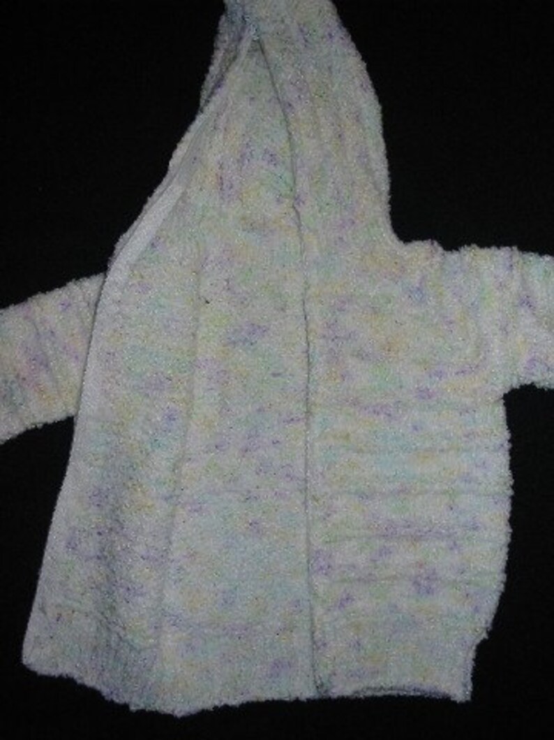 White/Multicolor Hooded Zipperback Sweater for Baby image 3