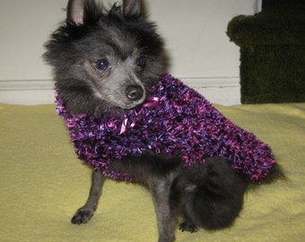 Handknit Dog Sweater in Shades of Purple