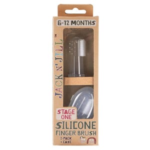 Brosse à dents en silicone pour bébé (6-12 mois) – Ensemble de nettoyants pour la bouche avec 2 brosses et étui de voyage.