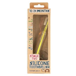 Toddler Stage 2 Silicone Toothbrush (1–2 Years) – Soft Bristles, BPA-Free, Safety Shield Included