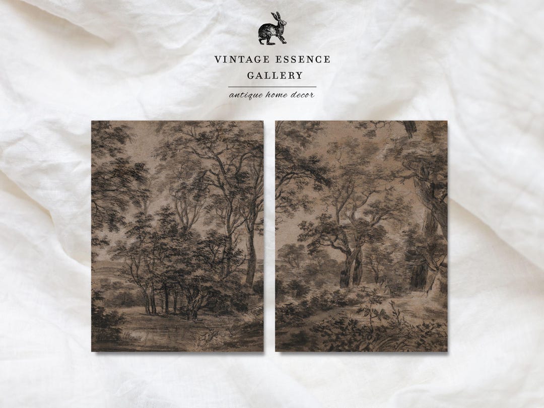 Vintage Moody Woodland Landscape | Set of 2 Prints | PRINTABLE Above ...