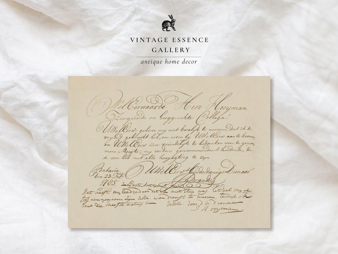 Vintage Handwritten Letter | Antique Calligraphy Wall Art | Old Script ...
