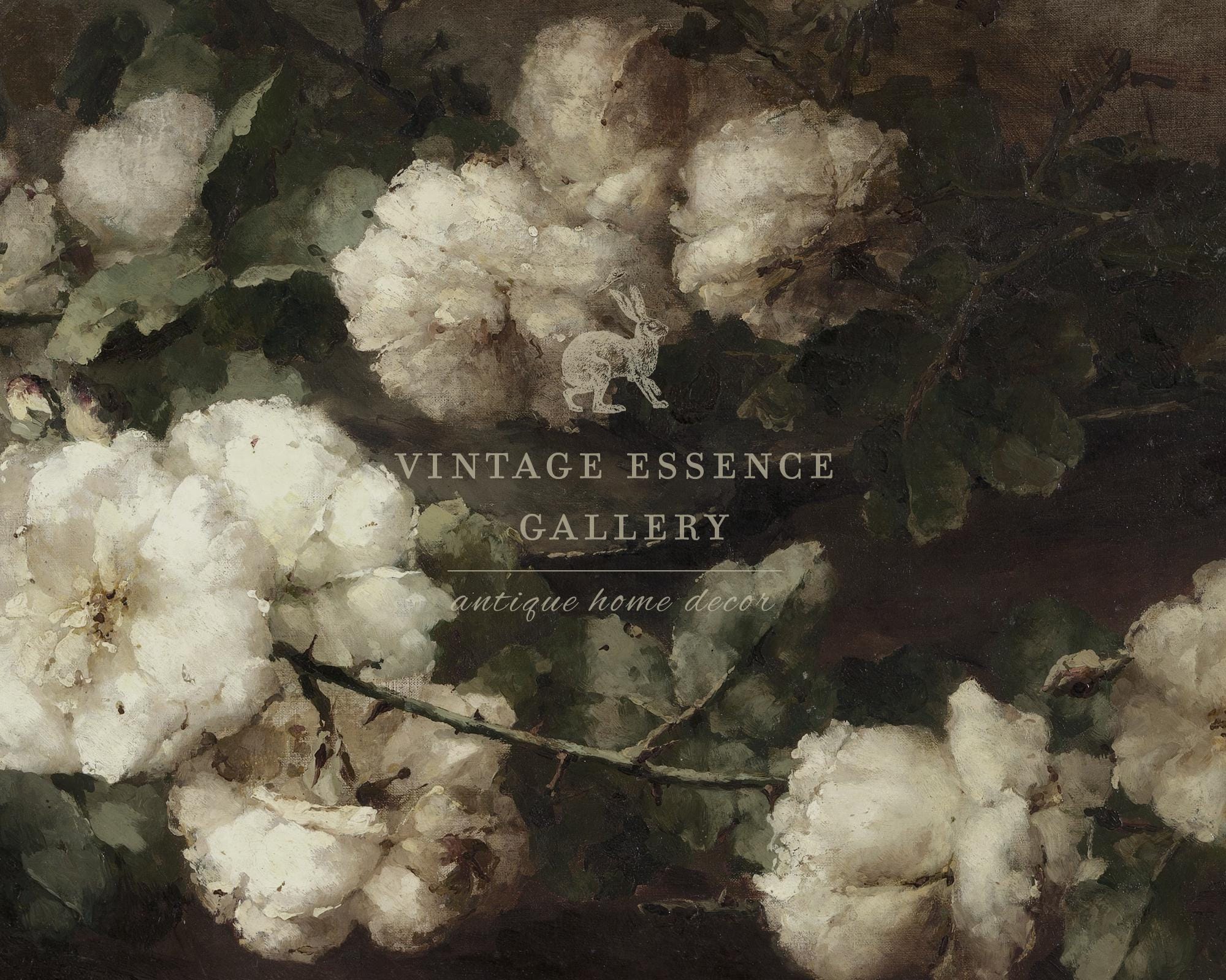 White Roses Still Life Botanical Print | Vintage Dark Moody Floral Oil ...
