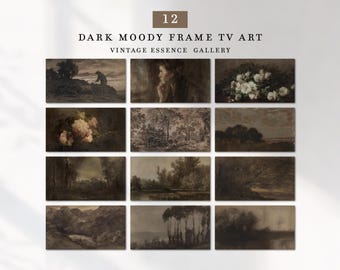 Dark Moody Samsung Frame TV Art Set | Vintage Botanical Landscape Bundle | Antique Aesthetic Painting | DIGITAL Rustic Neutral Home Decor