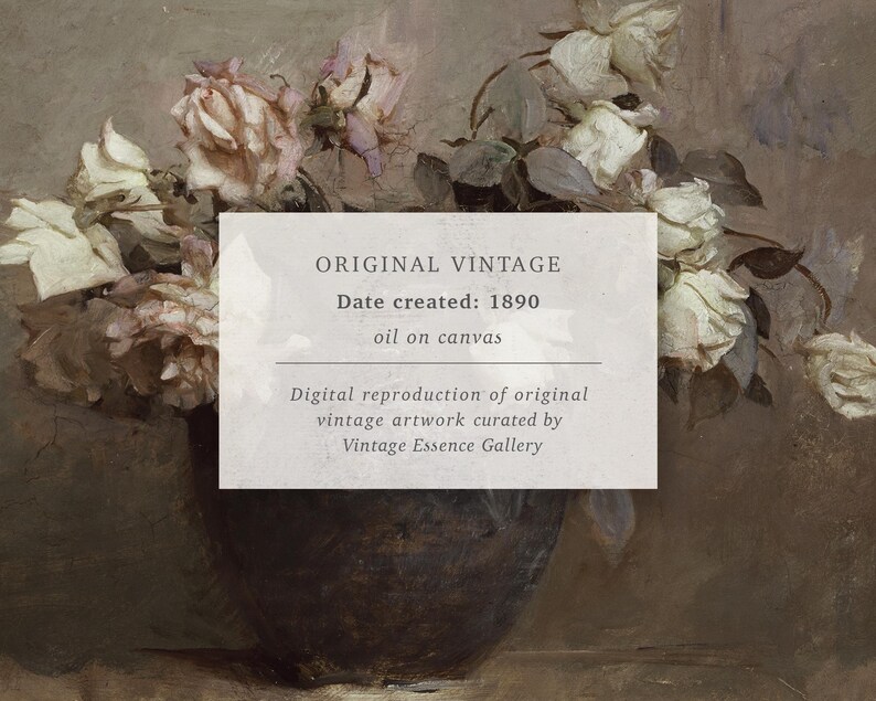 Samsung Frame TV Art | Vintage Moody Still Life Floral Painting | White ...
