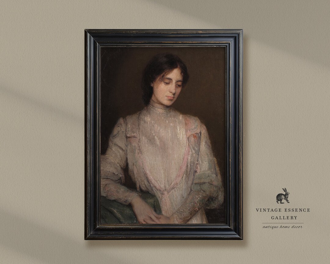 Vintage Elegant Woman Portrait Antique Female Oil Painting Classic ...