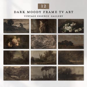 Dark Moody Samsung Frame TV Art Set | Vintage Botanical Landscape Bundle | Antique Aesthetic Painting | DIGITAL Rustic Neutral Home Decor