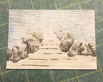 botober 2021 - labyrinth of rocks and steam miniature drawing