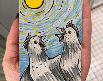 botober 2021 - adventurous stone chickens miniature drawing