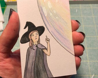 botober/mabs drawlloween club 2021 excuse me a minute giant sphere / witch miniature art