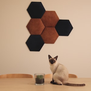 Velour Hexagon Wall Panels,Modern Home Decor, Acoustic Headboard Panels, Soft Decorative Wall Panels, Hexagon Tiles, Wall Decor