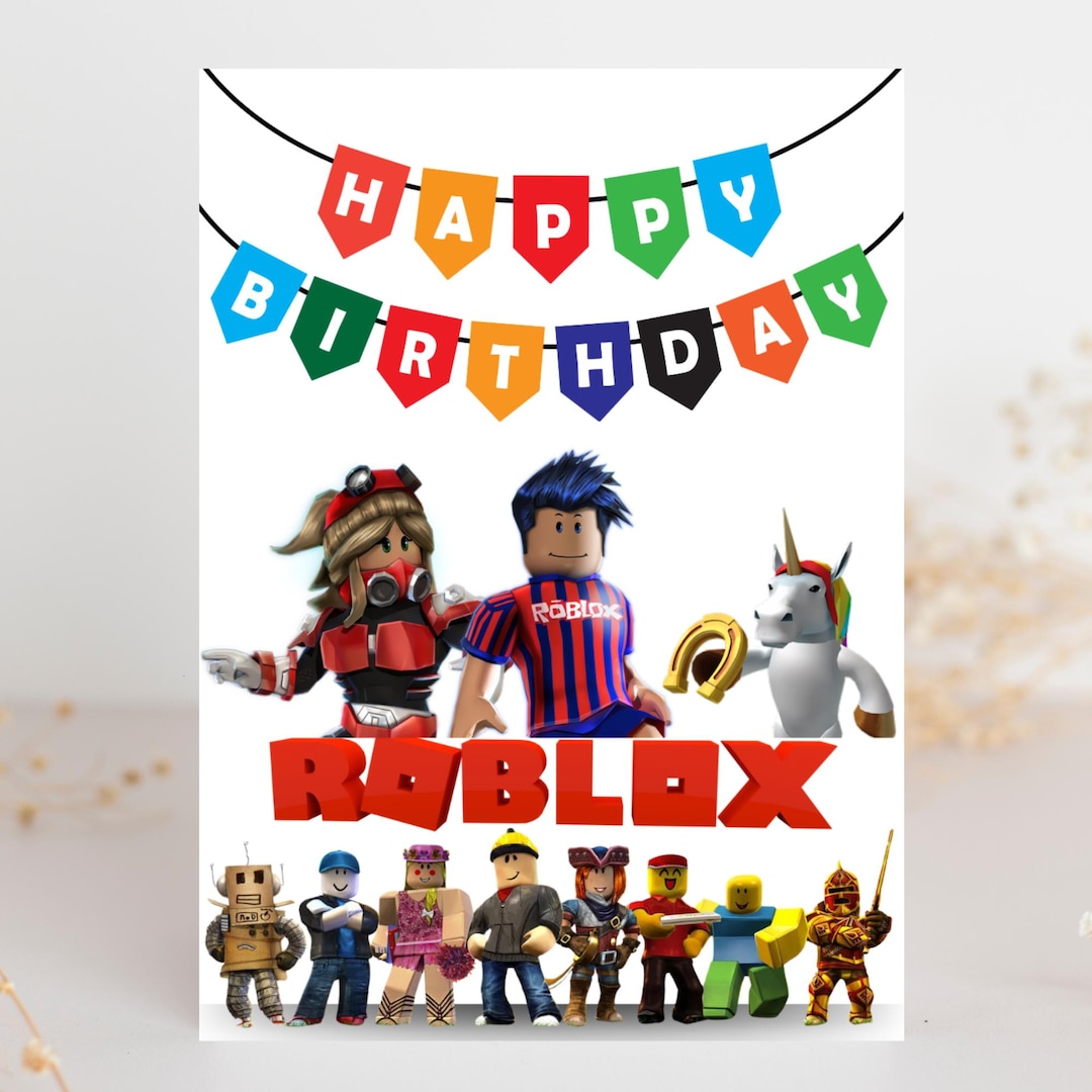 Roblox Birthday Card 5x7 Folded, Bright and Colorful Theme for Boy or ...