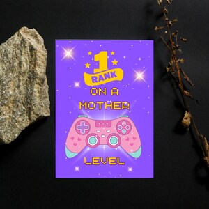 Gamer Mom Muttertagskarte - Game Controller Design mit Glänzenden Sternen - Innen blanko - Bedruckbarer Umschlag
