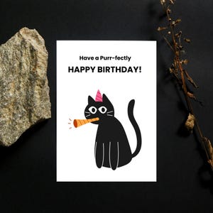 Chat - ronronnement parfait - carte de voeux imprimable 5 x 7 pouces avec enveloppe - téléchargement immédiat