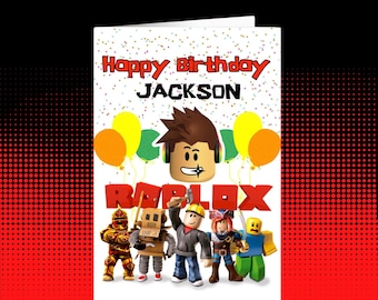 Tarjeta de cumpleaños personalizada de Roblox: 5x7 pulgadas, plegada (descarga digital)
