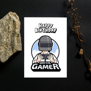 Born to be gamer - joyeux anniversaire - carte de voeux imprimable 5 x 7 pouces avec enveloppe - téléchargement immédiat