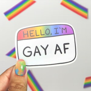 Gay AF || Collectie LGBT-namentags || Vinylsticker: