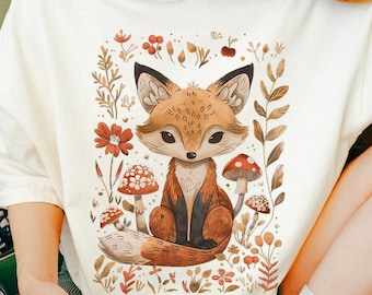 Comfort Colors Fox Shirt: Cottagecore Botanical Tee