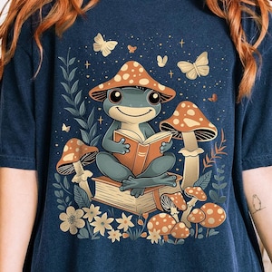 Comfort Colors Cottagecore Frog Shirt: Book Lover Toad Tee